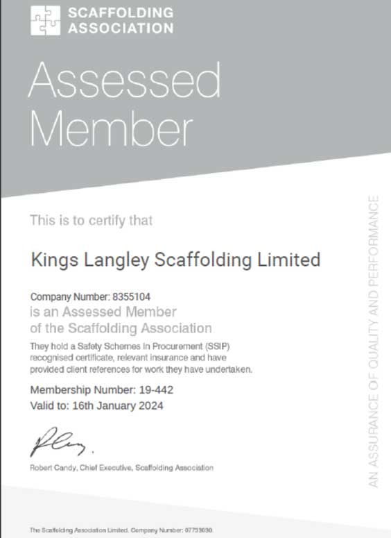 Scaffolding-association-certificate