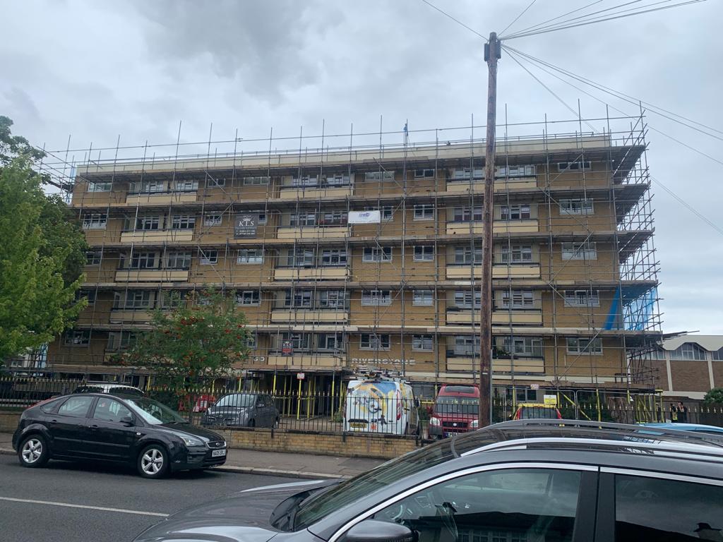 scaffolding apartment block