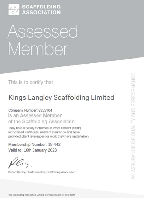 Scaffolding-association-certificate