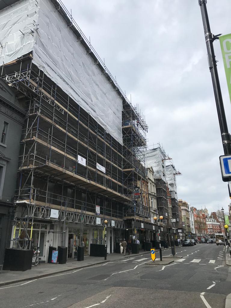 3x Buildings Marylebone high St London scaffolding